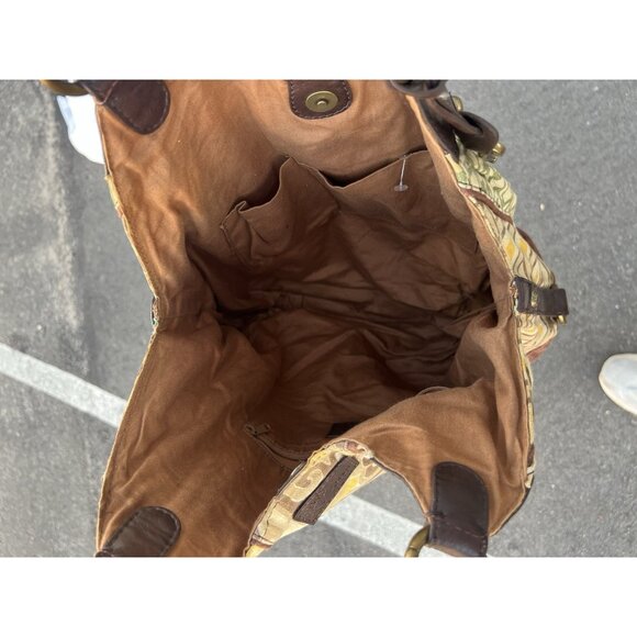 FOSSIL vintage patchwork shoulder bag leather braided handles boho hippie w/key - Picture 8 of 15